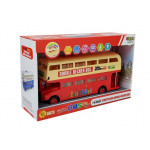 Autobus dvojposchodový na batérie - červeno-krémový